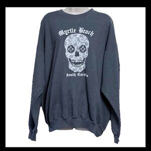 Day Of The Dead Myrtle Beach South Carolina Sweatshirt L Dark Gray Sugar Skull